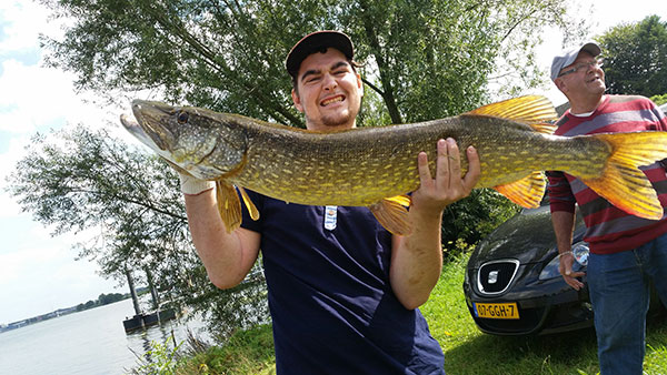 Mark from the Netherlands 44 inch pike caught on the enforcer